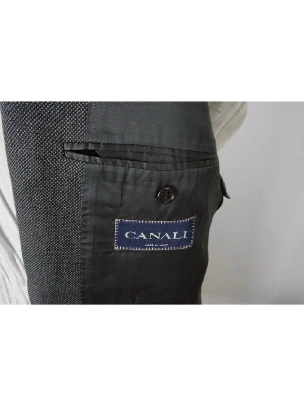 Canali Gray Nailhead Woven S120s Wool Sport Coat Jacket Sz 44L